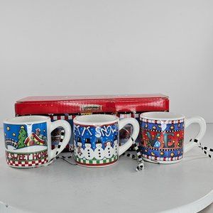 Vintage Mary Engelbreit Three Mug Ornaments Ceramic Kurt Adler
